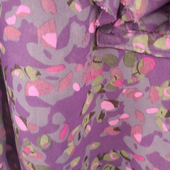 Jessica Art Deco Abstract Pattern Ruffle Front Button Down Blouse - Picture 5 of 11